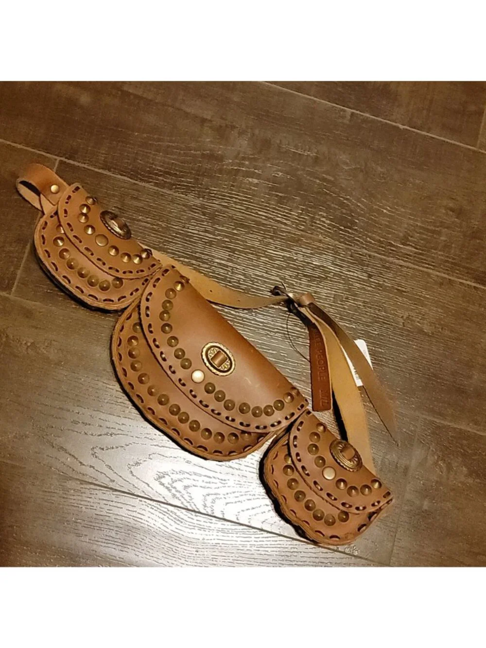 Free People Lucky Stars Leather Pocket Belt Country Western Festival Womens S M
